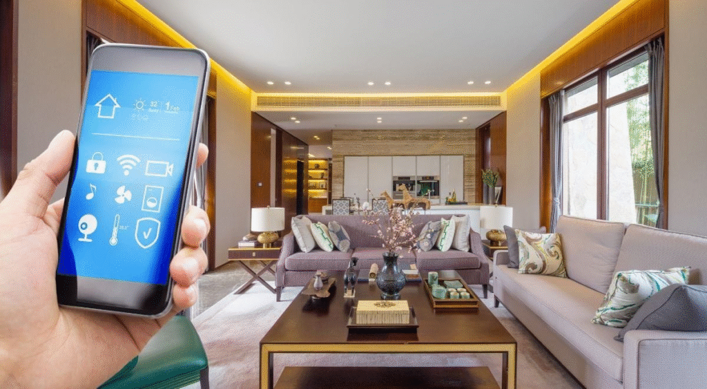 Affordable smart home setup with smart lights, plugs, and devices making everyday home tasks easier.