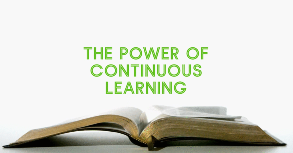 A person learning new skills with notes and a laptop, showing how continuous learning supports personal growth and progress.